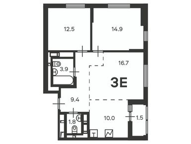3-комнатная 69.20 кв.м, Жилой дом «Кусковская ул., д. 12/1», 29 894 390 руб.