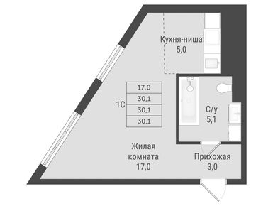 Студия 30.10 кв.м, ЖК «Отрадный», 7 525 000 руб.