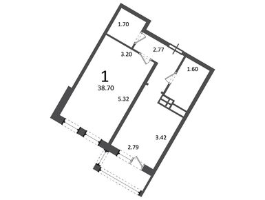 1-комнатная 38.70 кв.м, Жилой дом «Ирландская ул., д. 4, к. 1, 2», 7 265 519 руб.