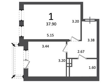 1-комнатная 37.90 кв.м, Жилой дом «Ирландская ул., д. 4, к. 1, 2», 7 141 084 руб.