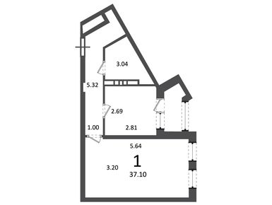 1-комнатная 37.10 кв.м, Жилой дом «Ирландская ул., д. 4, к. 1, 2», 6 965 136 руб.