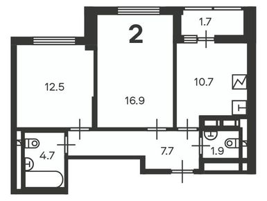 2-комнатная 54.40 кв.м, Жилой дом «Кусковская ул., д. 12/1», 25 535 580 руб.