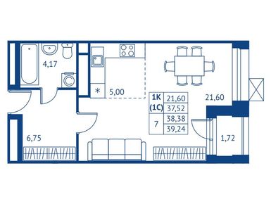 Студия 37.52 кв.м, ЖК «Поколение Первых», 8 554 560 руб.