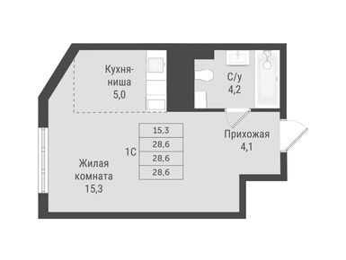 Студия 28.60 кв.м, ЖК «Отрадный», 7 579 000 руб.