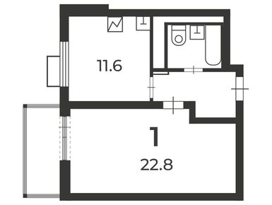 1-комнатная 43.60 кв.м, Жилой дом «Михайлова ул., д. 15», 15 111 760 руб.