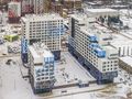 ЖК «Ривер Парк» в Нагатинском Затоне. Вид на корпус 7 и прилегающую территорию. Аэрофотосъемка от 12.01.2018 г.