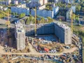 Ход строительства корпуса 10. Ведется монтажные работы верхних этажей. Аэрофотосъёмка от 4.05.18 г.