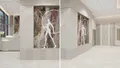 Дизайнерские картины в лобби, декоративные решения стен и подсветки. Корп. «Гранд» (Дом 18)