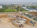 Ход строительства. Ведется монтаж нижних этажей. Аэрофотосъёмка от 17.05.18 г.