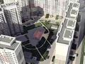 Вид сверху на спортивную и детскую площадку.