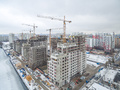 ЖК «Ривер Парк» в Нагатинском Затоне. Ход строительства корпусов 5, 6, 7. Аэрофотосъемка. Фото от 28.11.2016 г.
