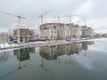 ЖК «Ривер Парк» в Нагатинском Затоне. Ход строительства корпусов 5, 6, 7. Аэрофотосъемка. Фото от 28.11.2016 г.