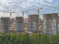Ход строительства. Корпуса 1-5. Монтаж верхних этажей. Аэрофотосъемка от 21.09.2017 г.