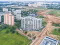 ЖК «Панорама Сколково». Вид со стороны ул. Эйнштейнаю Аэрофотосъемка. Фото от 18.07.2017 г.