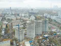 Жилой квартал «Октябрьское поле». Ход строительства корпусов 1, 2, 3, 4. Окрестности. Аэрофотосъемка. Фото от 28.10.2016 г.