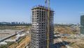 ЖК «Город на реке Тушино-2018». Квартал 4. Вид корпуса. Монтаж верхних этажей. Аэрофотосъёмка от 20.08.2019 г.