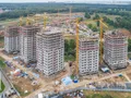 Ход строительства. Корпуса 1-5. Монтаж верхних этажей. Аэрофотосъемка от 21.09.2017 г.