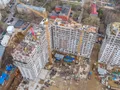 Ход строительства 1 корпуса. Ведется монтаж средних этажей. Аэрофотосъёмка от 27.04.18 г.