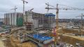 Ход строительства 1 корпуса. Ведется монтаж средних этажей. Аэрофотосъёмка от 14.11.18 года.