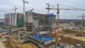 Ход строительства 1 корпуса. Ведется монтаж средних этажей. Аэрофотосъёмка от 14.11.18 года.