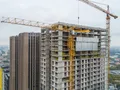 МФК «Савеловский Сити». Монтаж верхних этажей корпуса С2. Аэрофотосъемка от 02.10.2017 г.