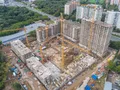 Ход строительства. Вид в сторону Рябиновой улицы. Аэрофотосъёмка от 8.09.2017 г.