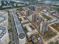 мкр. «Царицыно». Ход строительства корпусов 23, 24, 25, 35. Наземный паркинг. Аэрофотосъемка. Фото от 24.09.2016 г.