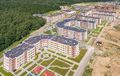 ЖК «Малая Истра». На переднем плане корп. 1, 2. Введены в эксплуатацию. Аэрофотосъемка. Фото от 28.06.2017 г.