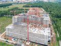 ЖК «Москвичка». Ход строительства. Корпус 4—
 девятисекционное здание с высотой секций 2-8-15 этажей. Аэрофотосъемка от 22.07.2017 г.