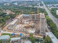 Ход строительства. Вид в сторону Рябиновой улицы. Аэрофотосъёмка от 8.09.2017 г.