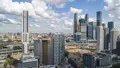 1 очередь строительства на фоне Москва-Сити. Аэрофотосъемка от 9.07.2019