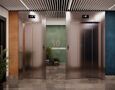 Дизайн внутренней отделки лобби соответствует цветам корпусов