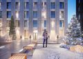 Двор новостройки в зимнее время.