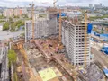 Ход строительства. состоит из высотных домов переменной этажности. Аэросъёмка. 10.05.2017 г.