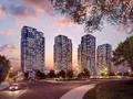 Вид новостройки в вечернее время