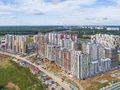 Район «Новые Ватутинки». Вид на строящиеся корпуса 10/1 и 10/2 и окрестности. Аэрофотосъемка от 03.07.2018 г.