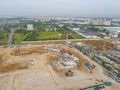 Ход строительства. Ведется монтаж нижних этажей. Аэрофотосъёмка от 17.05.18 г.