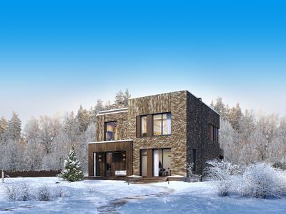 Коттедж в тёмных благородных тонах Коттеджный поселок «Маслово Forest Club»|Новострой-М