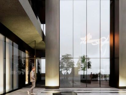 Восьмиметровые потолки лобби придают пространству дополнительный объем ЖК «Дом горизонтов»|Новострой-М