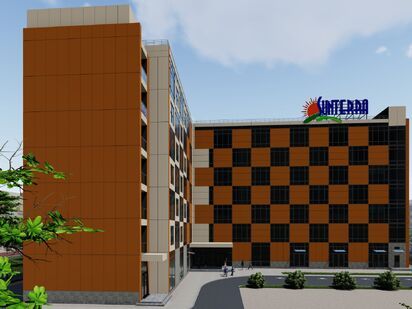 Здание располагается в центральной части микрорайона Железнодорожный Sunterra (Сантерра)|Новострой-М