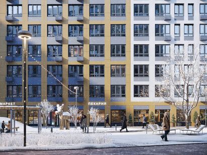 Комплекс в зимнее время года. Жилой район «Родные кварталы»|Новострой-М