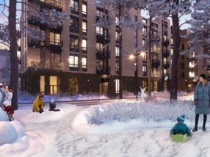 Вид зимой ЖК «G3 Театральный»|Новострой-М