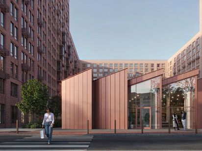 Каждый корпус отличается по оттенкам и принципу мощения керамических плит, отсылая к разным небесным телам: Марс, Луна и Сатурн. ЖК «Космический квартал»|Новострой-М