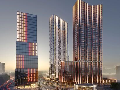 «Мангазея на Тульской» состоит из двух жилых небоскребов – 41-й этажной Серебряной и 42-х этажной Бронзовой башен, а также 27-этажного бизнес-центра. ЖК «Мангазея на Тульской»|Новострой-М