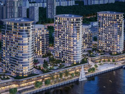 Из окон зданий открываются виды на собственную набережную и канал им. Москвы ЖК Aquatoria (Акватория)|Новострой-М