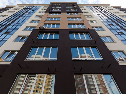 мкр. «Донской» (Коломна). Фасад здания. Фото от 29.06.2017 г. мкр. «Донской» (Коломна)|Новострой-М