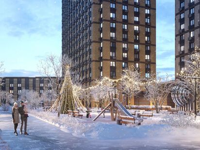 Двор в зимнее время ЖК «Парксайд»|Новострой-М