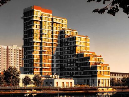 Вечерний вид. ЖК The Lake (Лэйк)|Новострой-М