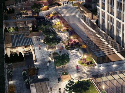 Благоустройство территории у дома. West Tower (Вест Тауэр)|Новострой-М