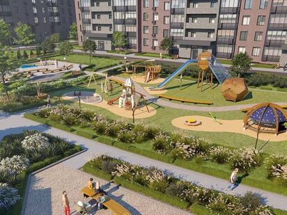 Во дворе предусмотрены детские площадки и площадки для сбора мусора. ЖК «Космос» (Домодедово)|Новострой-М